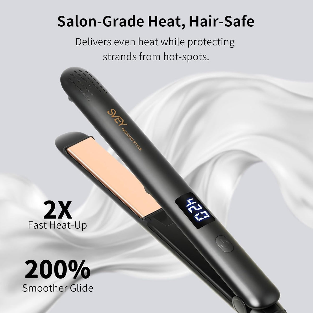 SVEY 2-in-1 Titanium Ceramic Flat Iron — Straightener & Curler for All Hair Types