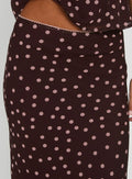 Princess Polly Sydni midi skirt in chocolate brown and pink polka dots, alternate view