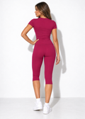 Tatum Capri Set in raspberry red, back view on model
