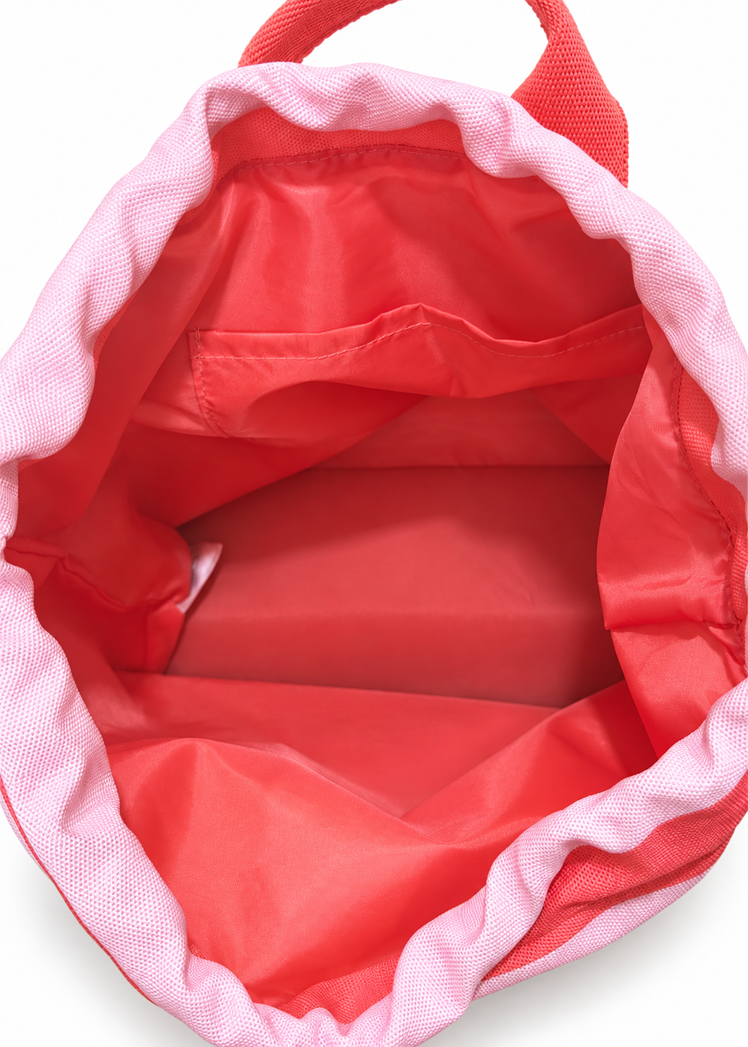 Victoria's Secret coral pink striped cooler backpack, coral-lined upper compartment and interior pocket