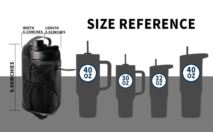 Magnetic Gym Water Bottle Bag – Black Crossbody Workout Shoulder Organizer