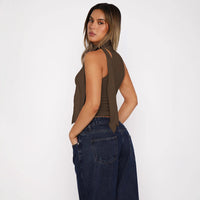 Women’s Bow Tie Halter Neck Tank Top – Slim Fit Going Out - Gloss & Grit