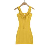 Women's Bow Tie Mini Dress - Sleeveless Summer Bodycon - Gloss & Grit