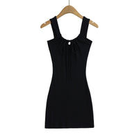 Women's Bow Tie Mini Dress - Sleeveless Summer Bodycon - Gloss & Grit