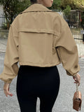 Cropped Zip-Up Drawstring Jacket with Pockets - Gloss & Grit