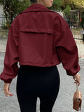 Cropped Zip-Up Drawstring Jacket with Pockets - Gloss & Grit
