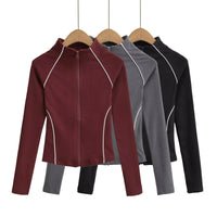 Women’s Full Zip Lightweight Athletic Jacket Slim Fit Curved Seam Design - Gloss & Grit