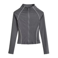 Women’s Full Zip Lightweight Athletic Jacket Slim Fit Curved Seam Design - Gloss & Grit