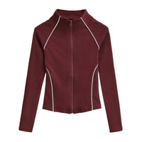 Women’s Full Zip Lightweight Athletic Jacket Slim Fit Curved Seam Design - Gloss & Grit