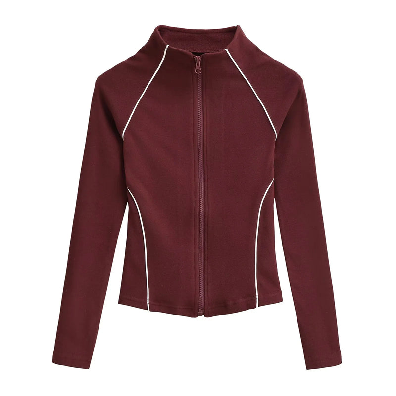 Women’s Full Zip Lightweight Athletic Jacket Slim Fit Curved Seam Design - Gloss & Grit