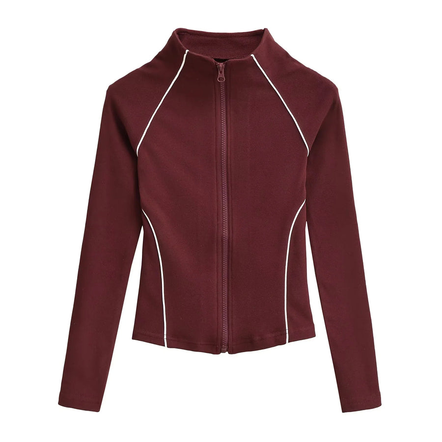 Women’s Full Zip Lightweight Athletic Jacket Slim Fit Curved Seam Design - Gloss & Grit