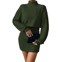 Women’s Green Knit Sweater Dress – Long Sleeve Slim Fit Mini - Gloss & Grit