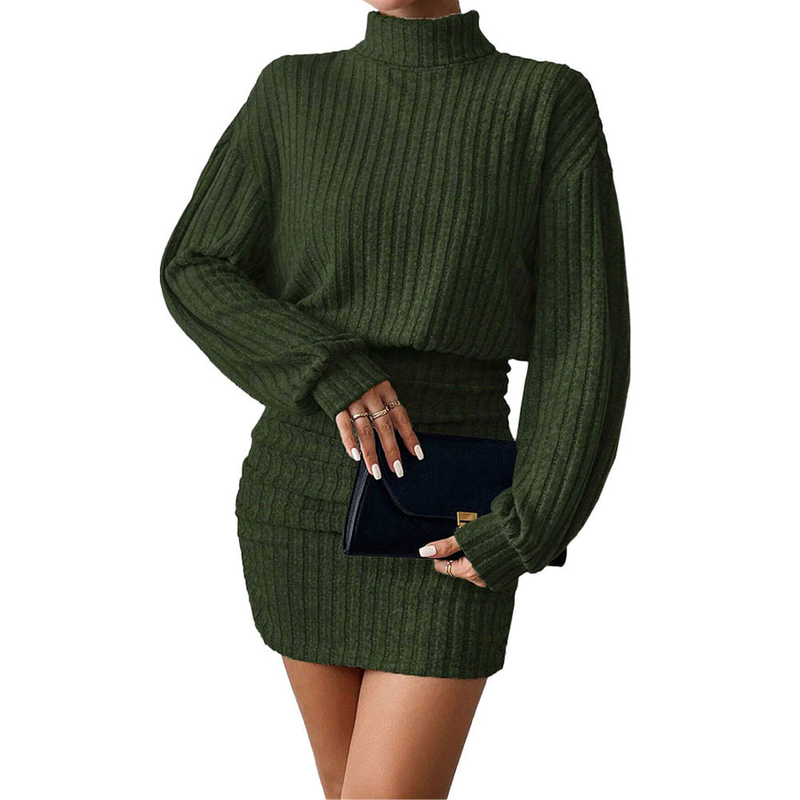 Women’s Green Knit Sweater Dress – Long Sleeve Slim Fit Mini - Gloss & Grit