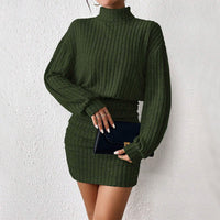 Women’s Green Knit Sweater Dress – Long Sleeve Slim Fit Mini - Gloss & Grit
