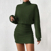 Women’s Green Knit Sweater Dress – Long Sleeve Slim Fit Mini - Gloss & Grit
