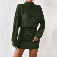 Women’s Green Knit Sweater Dress – Long Sleeve Slim Fit Mini - Gloss & Grit