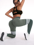 High-Waist Striped Scrunch Gym Leggings - Gloss & Grit