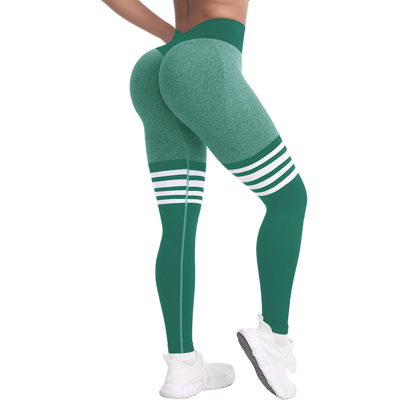 High-Waist Striped Scrunch Gym Leggings - Gloss & Grit