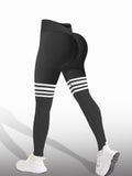 High-Waist Striped Scrunch Gym Leggings - Gloss & Grit