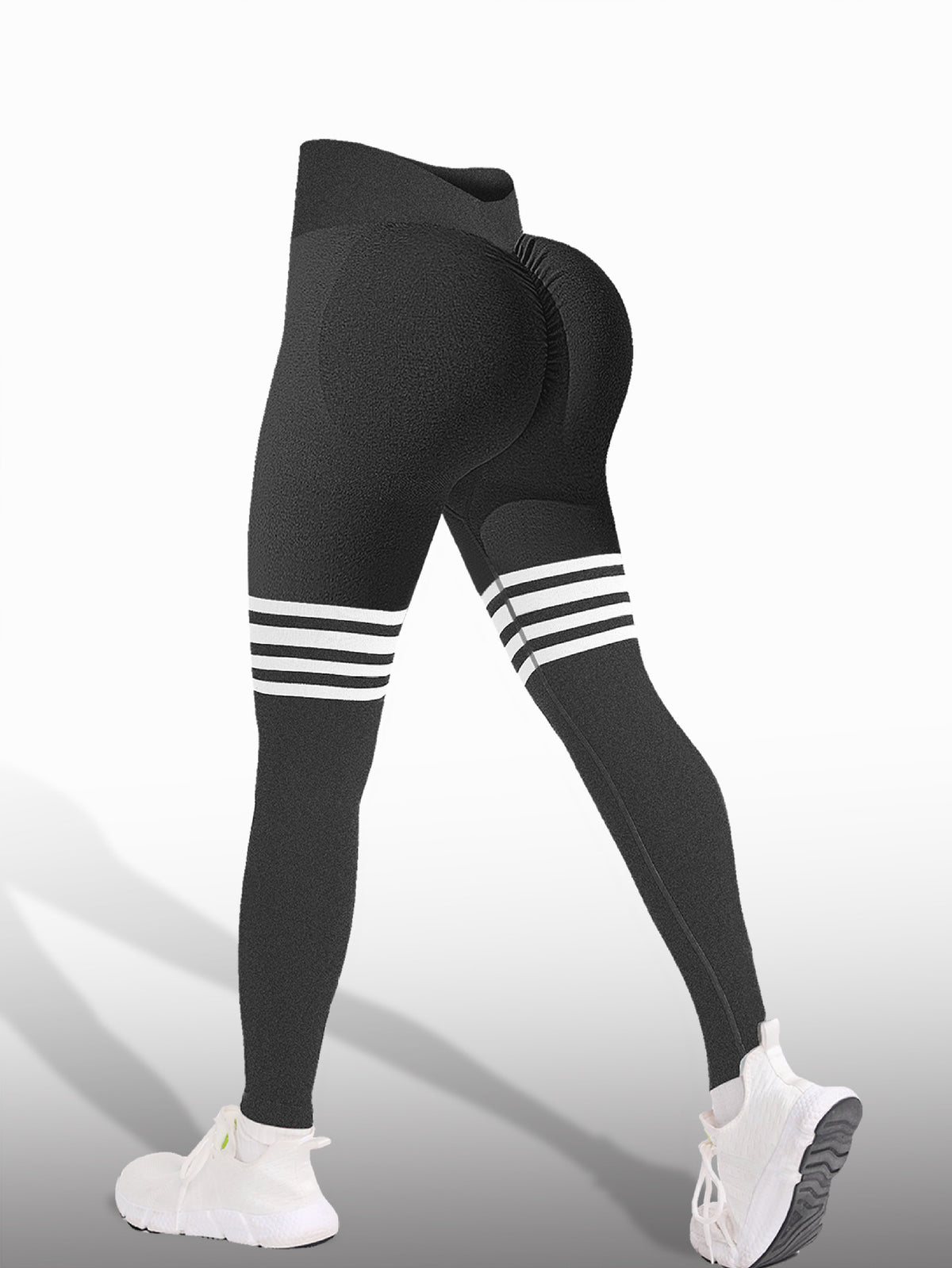 High-Waist Striped Scrunch Gym Leggings - Gloss & Grit