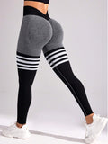High-Waist Striped Scrunch Gym Leggings - Gloss & Grit