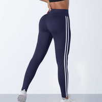 Women's High Waisted Side Stripe Yoga Leggings Athletic Workout Pants - Gloss & Grit