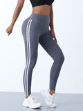 Women's High Waisted Side Stripe Yoga Leggings Athletic Workout Pants - Gloss & Grit