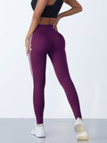 Women's High Waisted Side Stripe Yoga Leggings Athletic Workout Pants - Gloss & Grit