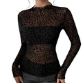 Leopard Print Sheer Mesh Long Sleeve Top - Gloss & Grit