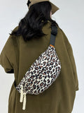 Leopard Print Nylon Crossbody Bag with Adjustable Strap - Gloss & Grit