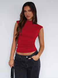 Women’s Mock Neck Sleeveless Ruched Top – Slim Fit Layering Tank - Gloss & Grit