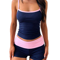 Women’s Navy and Pink 2 Piece Lounge Set – Tank Top & Shorts - Gloss & Grit