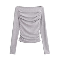 Women’s One-Shoulder Ruched Long Sleeve Top – Slim Fit Going Out - Gloss & Grit