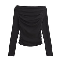 Women’s One-Shoulder Ruched Long Sleeve Top – Slim Fit Going Out - Gloss & Grit