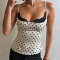 Polka Dot Lace Trim Camisole Tank Top - Gloss & Grit