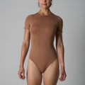 Women’s Seamless High Waist Yoga Bodysuit – Short Sleeve Skims Dupe Jumpsuit - Gloss & Grit