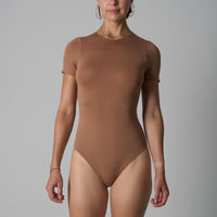 Women’s Seamless High Waist Yoga Bodysuit – Short Sleeve Skims Dupe Jumpsuit - Gloss & Grit