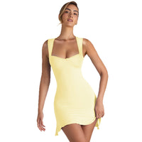 Women’s Square Neck Lace Mini Dress – Bodycon Fit, Date Night - Gloss & Grit