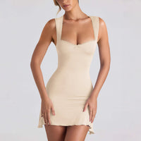 Women’s Square Neck Lace Mini Dress – Bodycon Fit, Date Night - Gloss & Grit