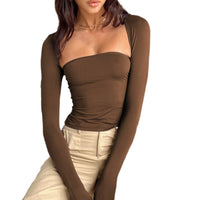 Women’s Tube Top & Bolero Shrug 2-Piece Set – Long Sleeve Going Out Top - Gloss & Grit