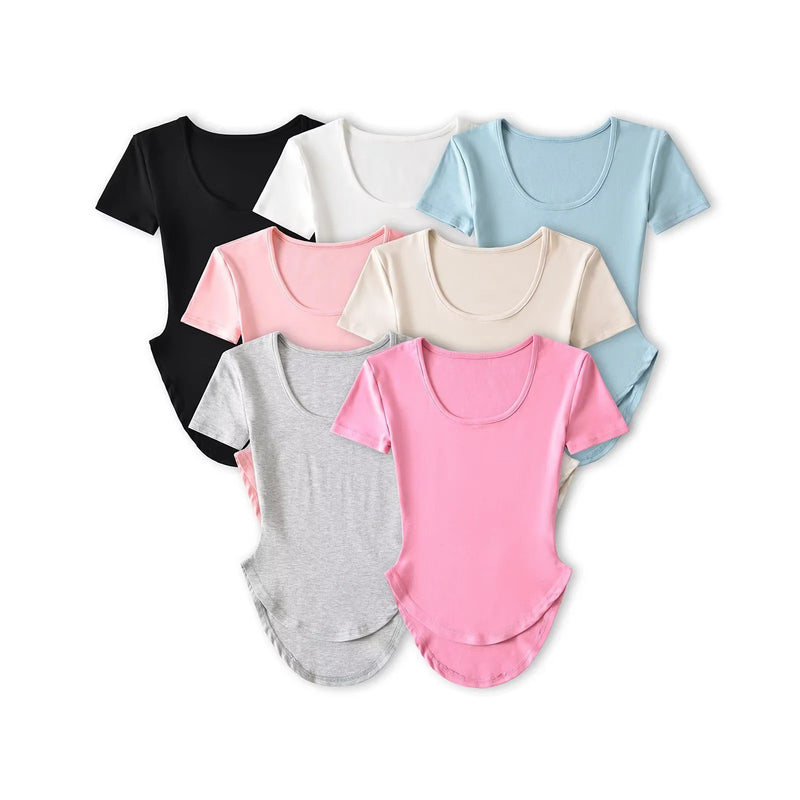 Women’s U‑Neck Short Sleeve Sports Yoga T‑Shirt Soft Activewear Top - Gloss & Grit