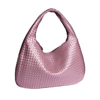 Women’s Woven Crescent Shoulder Bag – Minimalist Zip‑Top Dumpling Purse - Gloss & Grit