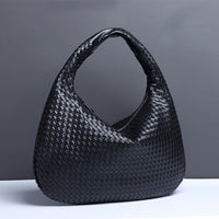 Women’s Woven Crescent Shoulder Bag – Minimalist Zip‑Top Dumpling Purse - Gloss & Grit