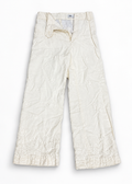 Cream Zara embroidered pants with open front closure